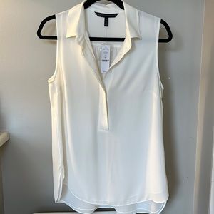 NWT White House Black Market | White Soft Shirt -collared and sleeveless size 8